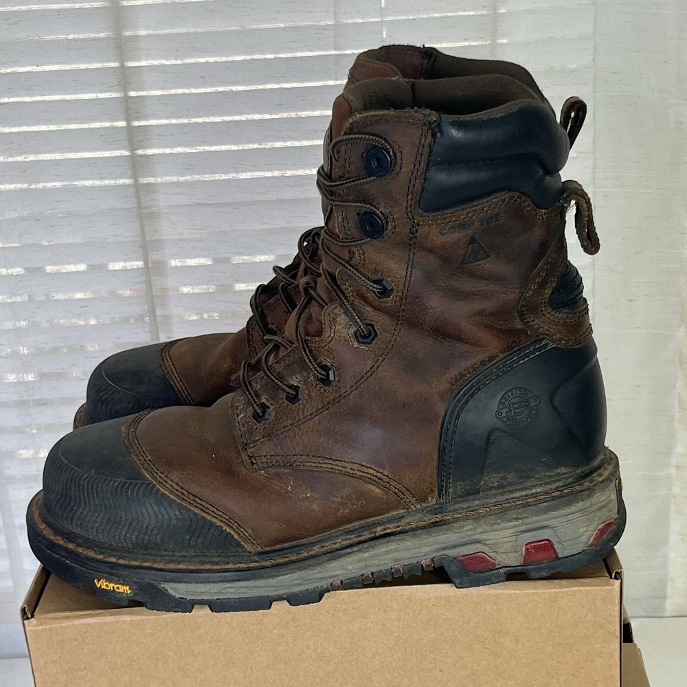 Justin‎ Warhawk 8" Work Boots Waterproof Comp Toe Mens Size 9.5 D Brown Leather